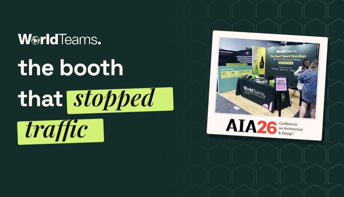 WorldTeams booth at the AIA 2026 Conference on Architecture and Design in San Diego